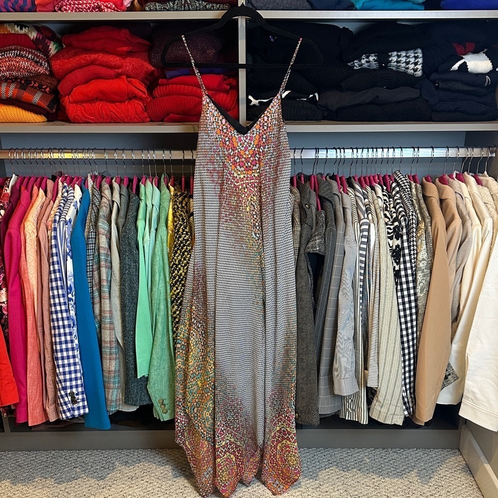Charlie Jade multicolored sleeveless v neck lined maxi dress size XS
